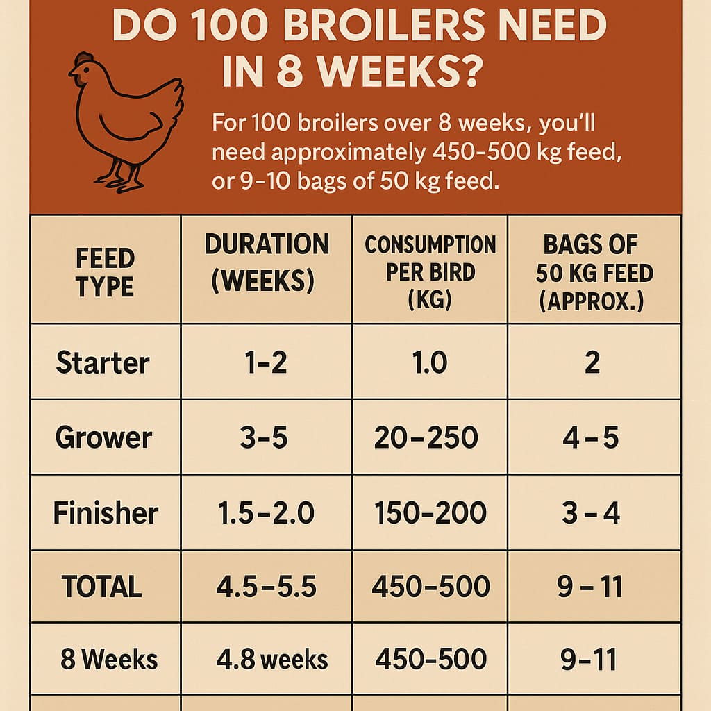 How Much Feed Do 100 Broilers Need in 8 Weeks?