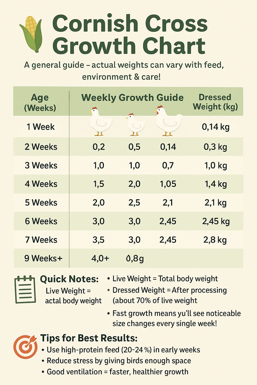 Cornish Cross Growth Chart